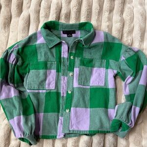 REVOLVE Green and Purple Checkered Button Down Shirt